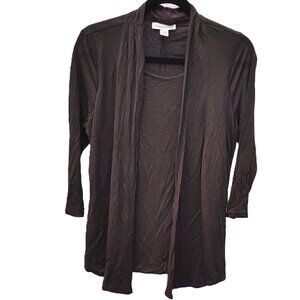 Coldwater Creek Brown Shirt Blouse with Fake Cardigan Size Medium (10-12) Modal